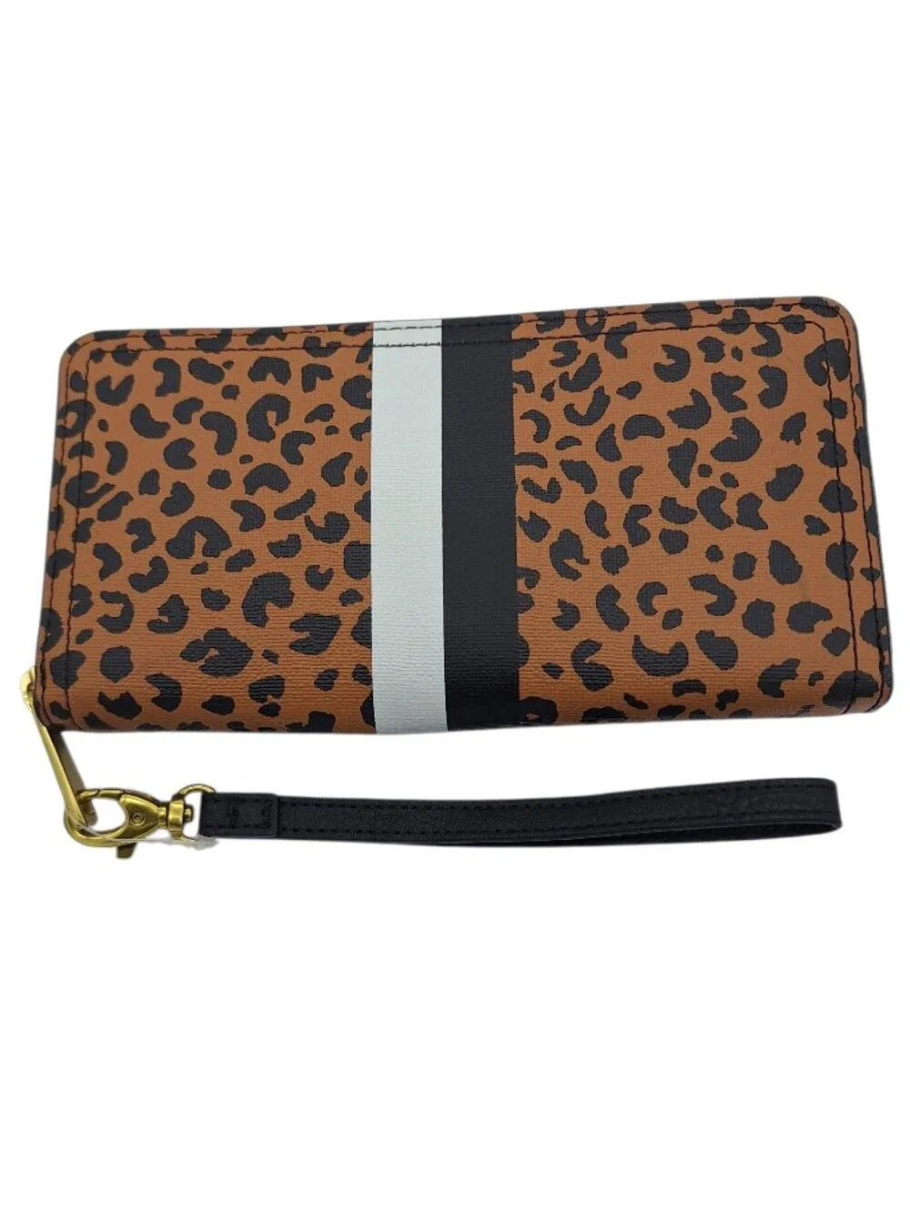 Fossil Logan Full Zip Around Leopard Print Wallet Clutch